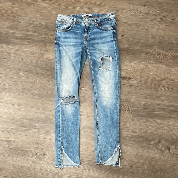 Zara Jeans Zara Basic Ripped Skinny Jeans Rare Ankle Cut Poshmark